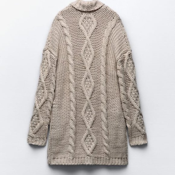 NWT ZARA CABLE KNIT COAT M, S 2142 - Picture 8 of 11